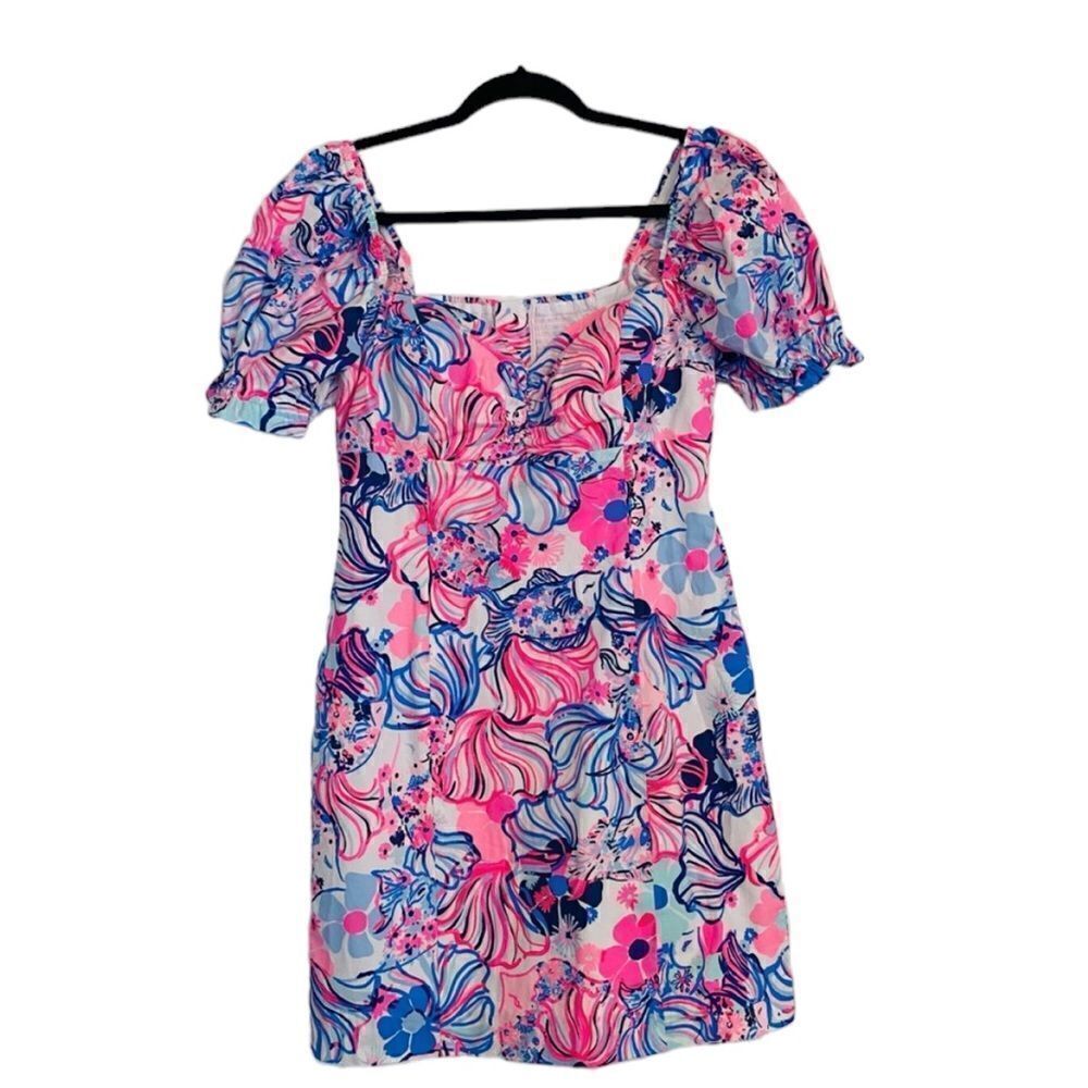 Lilly Pulitzer Keisha Prosecco Pink Make A Splash Puff Sleeve Stretch Dress